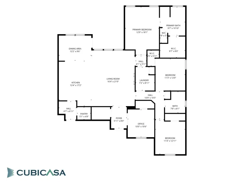 Sample floor plan: single-story home, alternate style