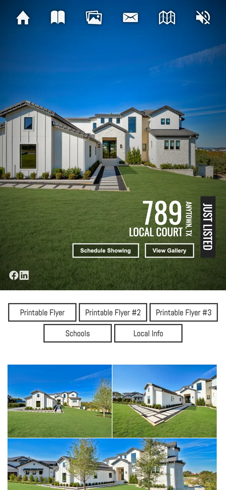 Dedicated property website sample on a phone